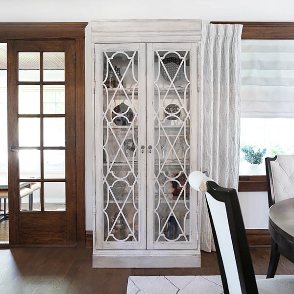 Lattice-front cabinet in the Dining Room
